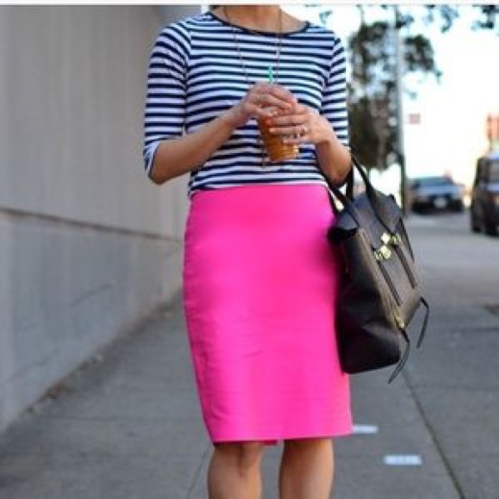 J. Crew Hot Pink Pencil Skirt